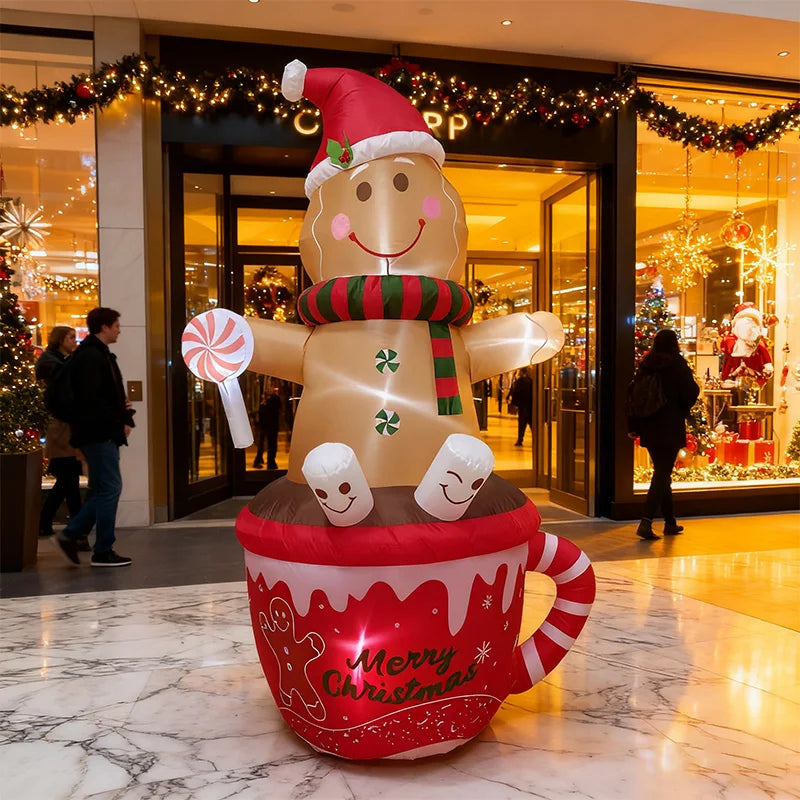 Inflatable LED Decorations Christmas Season, Gardens, Shopping Malls Christmas Plush Bears, Dinosaurs, Cocoa Cup Inflatables Good Vibrations