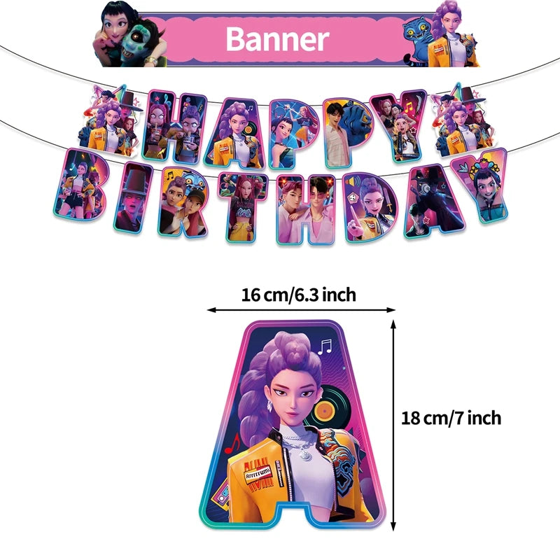Kpop Demon Hunter Birthday Party Backdrop K Pop Demon Hunter Birthday Decoration Baby Shower Halloween Christmas Decorations Good Vibrations