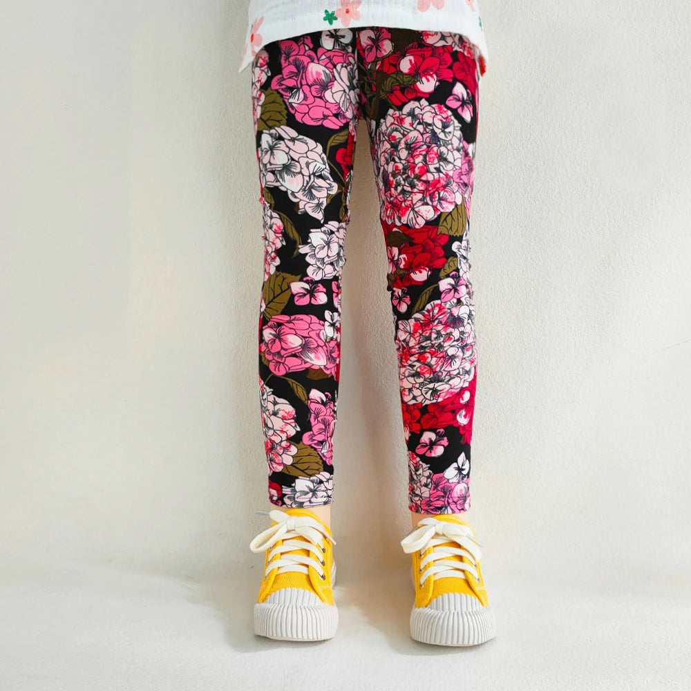 Girls' Leggings Fashion Cartoon Tight Pants Spring and Autumn Baby Girls Slim Fit Flower Leggings Summer Children's Pants Good Vibrations