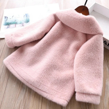 3 4 6 8 10 Years Girls Jacket Autumn Winter Warm Faux Fur Coat For Girls Christmas Princess Outwear Cute Plush Children Clothing Good Vibrations
