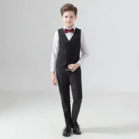 kids suit Navy Blue Wedding Suit For Boys Birthday Photography Dress Child Red Blazer School Performance Party Prom Clothing Set Good Vibrations