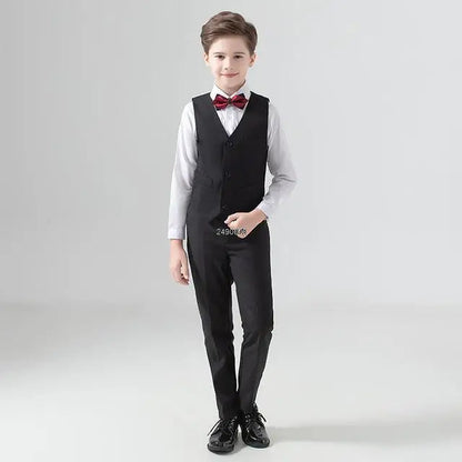 Kids Navy Blue Wedding Suit For Boys Birthday Photography Dress Child Red Blazer School Performance Party Prom Clothing Set Good Vibrations