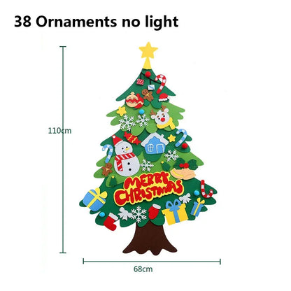 Felt Christmas Tree with Ornaments DIY Cristmas Ornament Xmas Navidad Gifts Santa Claus New Year Door Wall Hanging Decorations Good Vibrations