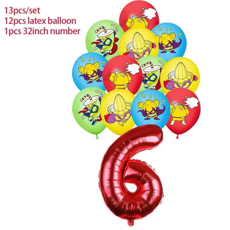 Superzings Birthday Party Decoration Balloon Banner Cake Topper SuperthingsTableware Birthday Party Supplies Baby Shower Good Vibrations