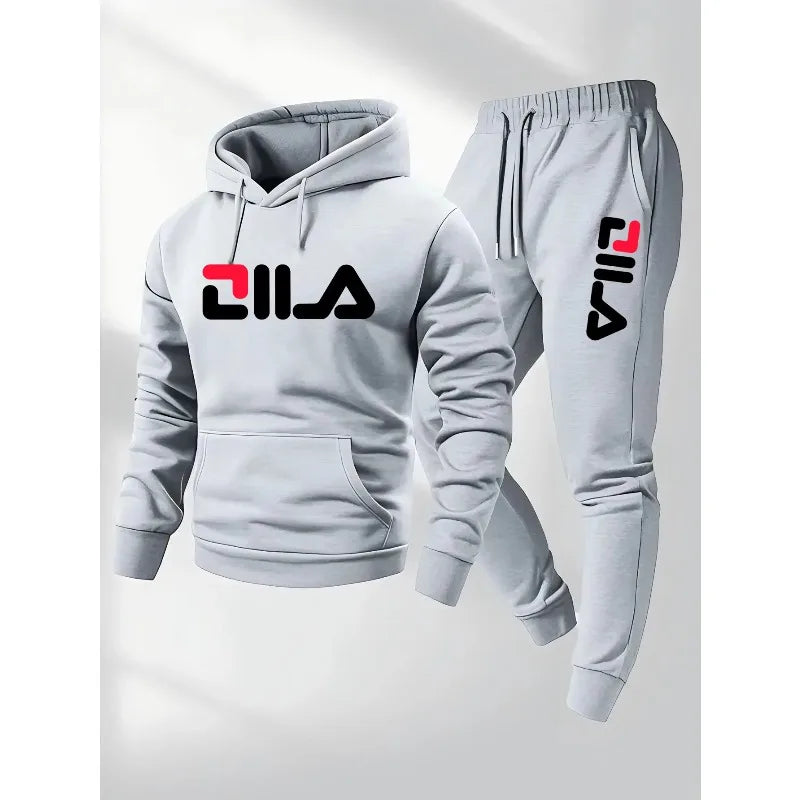 Spring and Autumn men's casual suit hooded sweatshirt and sweatpants 2-in-1 comfortable suit suitable for both men and women Good Vibrations