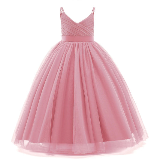 Girl Long White Bridesmaid Dresses For Wedding Prom Gown Big Bow Girls Party Dress Kids First Communiom Formal Evening Vestidos Good Vibrations