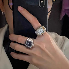 Fashion Rings Finger Watches for Women Men 2025 Fashion Party Quartz Watches Unisex Couple Rings Jewelry Gifts Good Vibrations