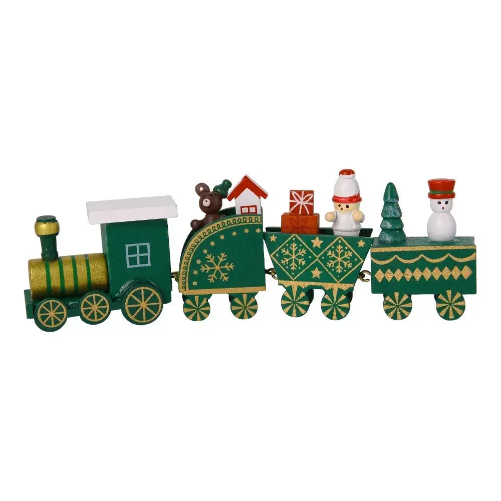 Christmas Train Painted Wooden Plastic  Mini Christmas Tree Train Christmas Decorations Festival Party Xmas Table Top Ornament Good Vibrations