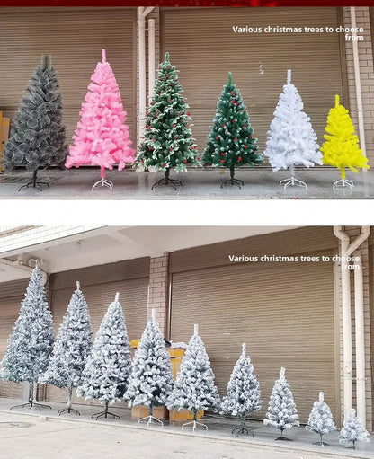 White Flocked PVC Christmas Tree Realistic Snow Effect Artificial Pine Xmas Tree for Shop Window Display Decoration Good Vibrations