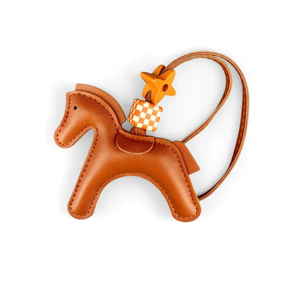 Chic PU Leather Pony Bag Charm, Lucky Clover & Checkered Bead Pendant, Y2K Boho Purse Accessory, Gift for Her Good Vibrations