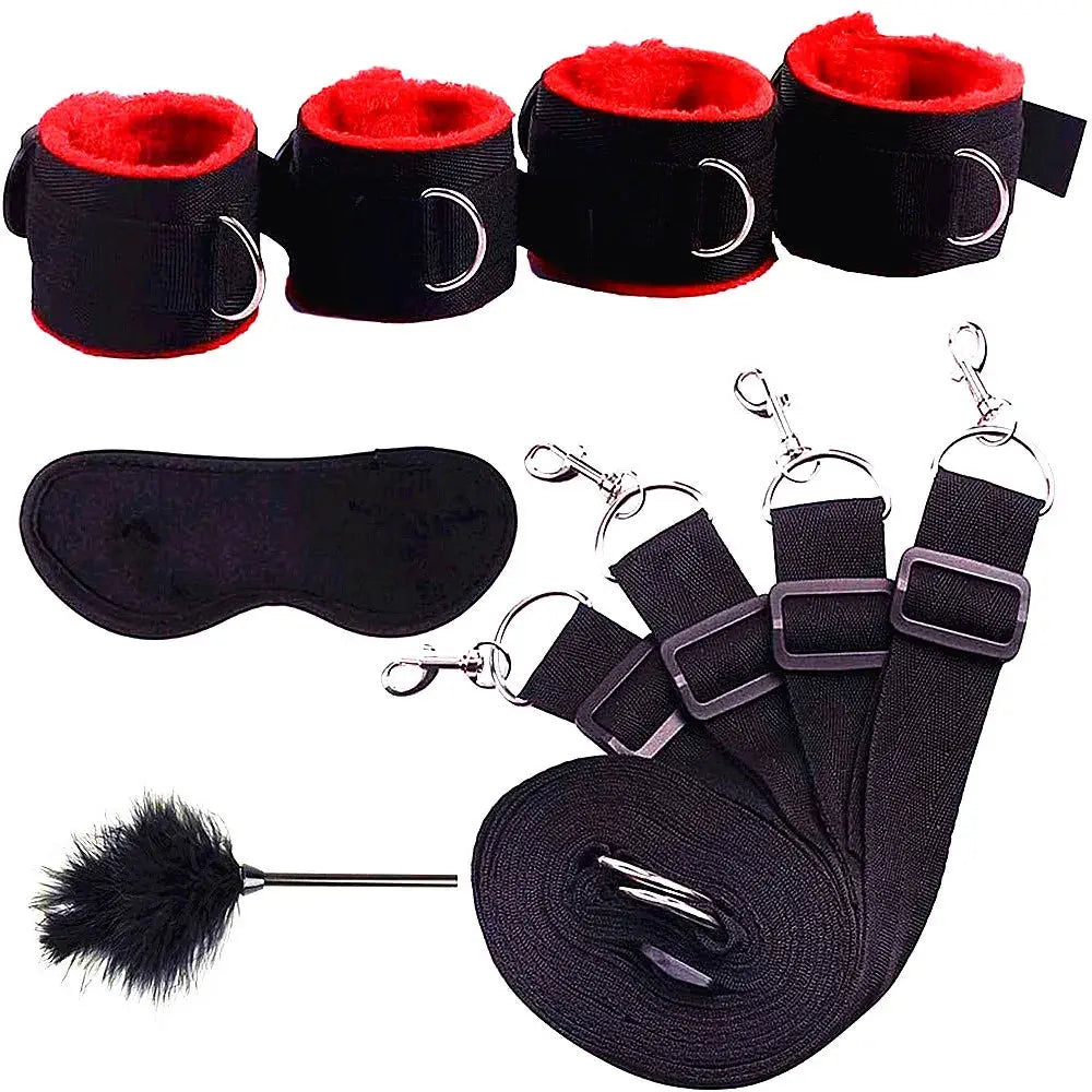 BDSM Restraint Adult Sex toys Leather Plush 5 Piece Sets Couples Training Bondage Sexual Products Sexual Games Auxiliary Supply GOOD Vibrations