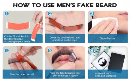 Wigundle Man's Beard Hand Made Real Hair Fake Beard Mustache Fancy Synthetic Invisible for Makeup Fake Hair Cospaly Party Tools Good Vibrations