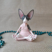 Whimsical Buddha Sphynx Cat Figurine Meditation Happy Cat Decor Art Sculptures Outdoor Garden Statues Figurine Good Vibrations