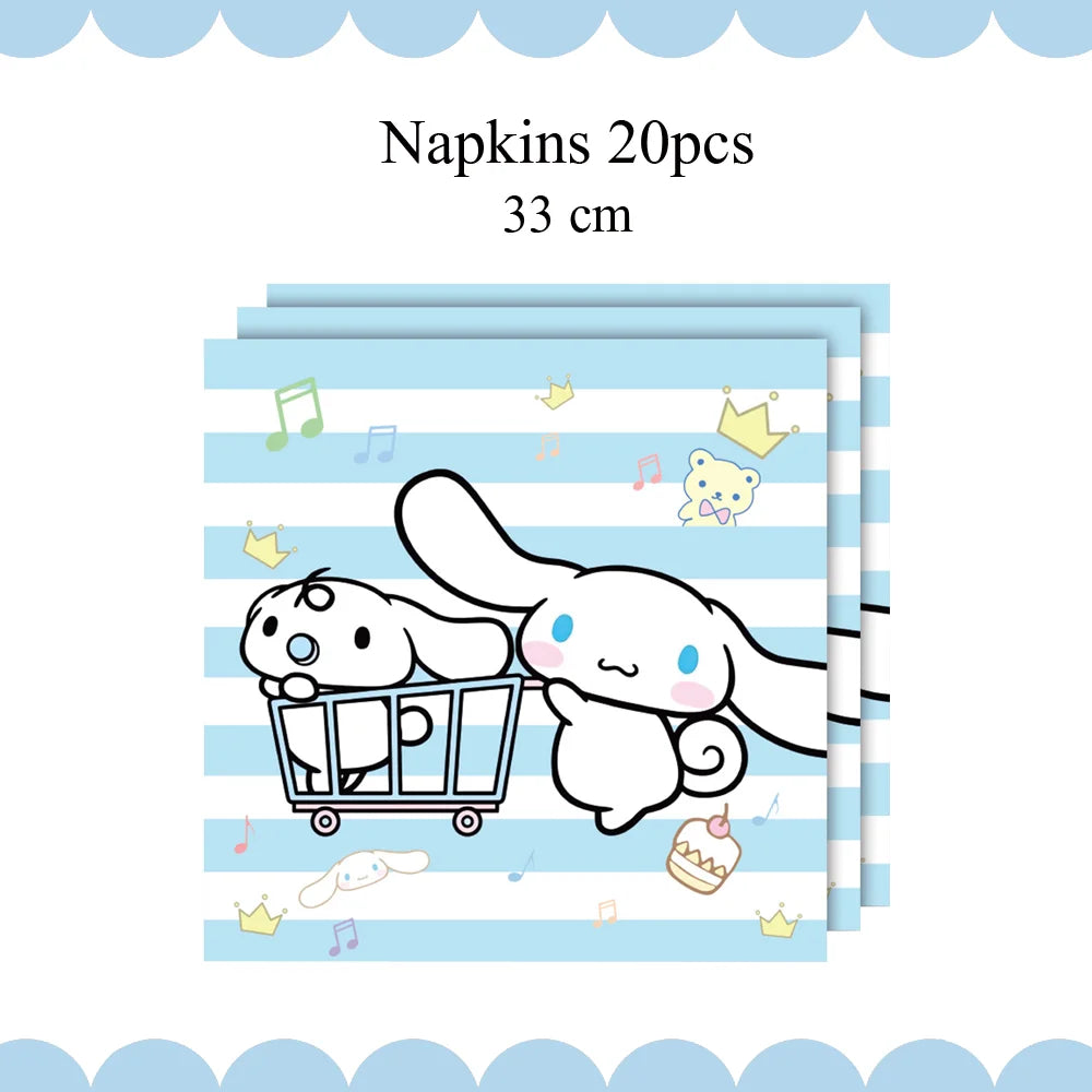 Cartoon Cinnamon Dog Birthday Decoration Mascot Disposable Tableware Plate Tablecloh Cup Baby Shower Girls Party Supplies Good Vibrations