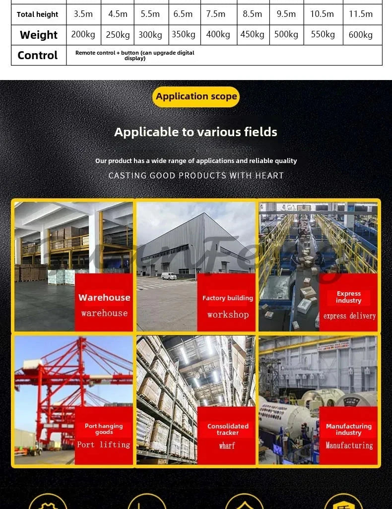 Hydraulic Lift Freight Elevator Small Lift Household Electric Platform Lift Customized Double Track Workshop Lifting Platform Good Vibrations