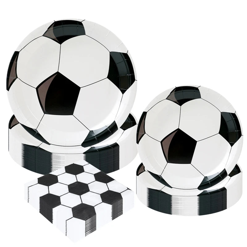 Football Party Disposable Tableware Boys Kids 1st Birthday Party Decorations Sports Soccer Theme Birthday Party Supplies Decor Good Vibrations