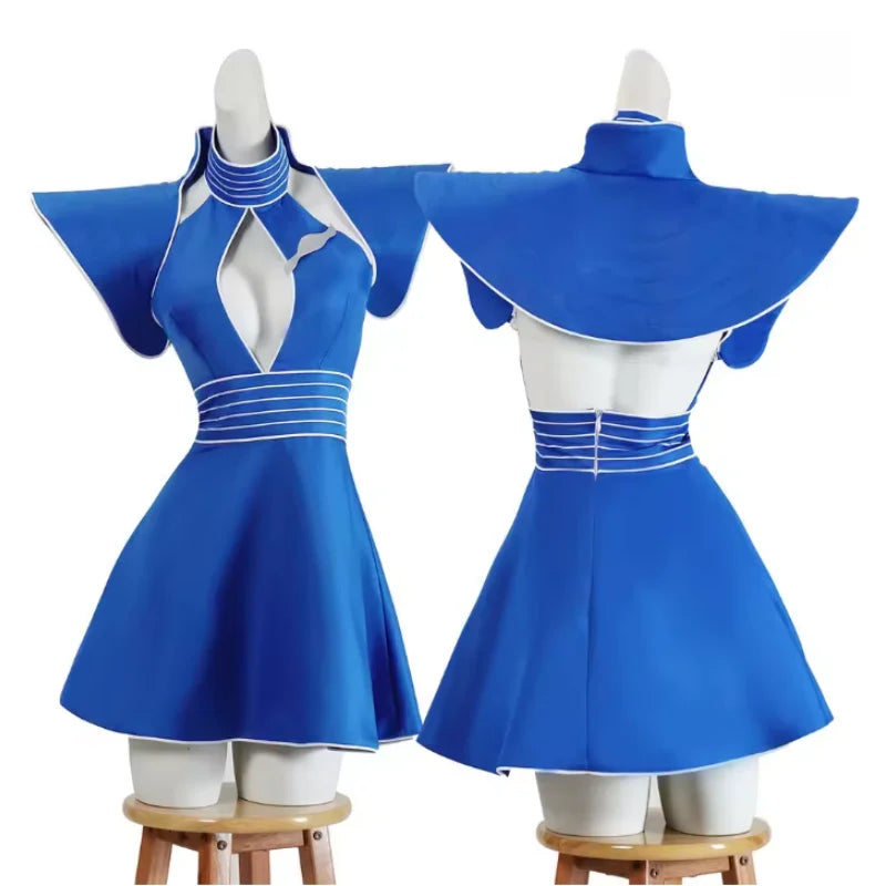 Cosplay Costumes Women Blue Flight Attendant Uniform Halloween Carnival Outfit Hat Top Skirt Outfit Christmas Birthday Gifts New Good Vibrations