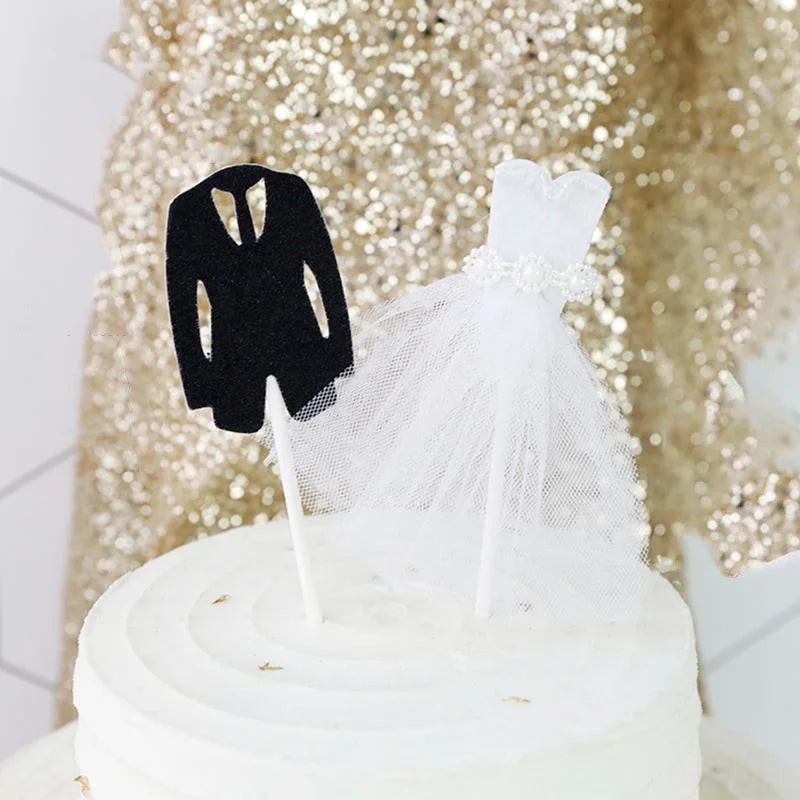 Bride Groom Dress Cake Topper Wedding Decor Propose Marry Marriage Anniversary to Be Bride Bachelor Party Cake Baking Decorating Good Vibrations