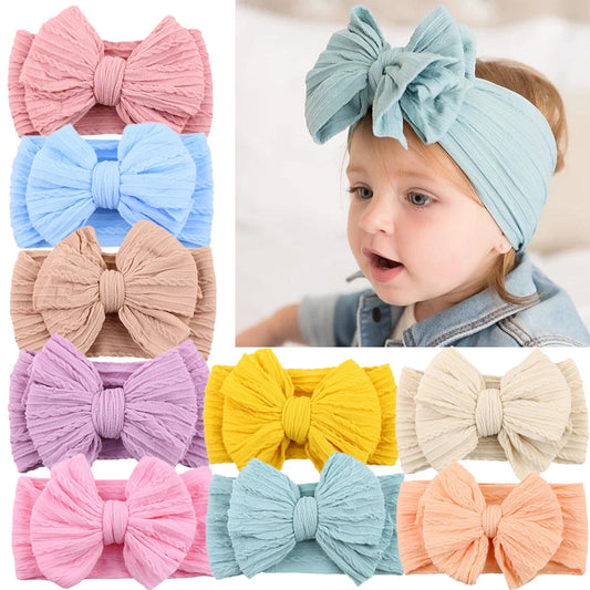 Solid Cable Bow Baby Headband for Child Nylon Layers Headwear Kids Elastic Turban Headwraps Newborn Boys Girls Hair Accessories Good Vibrations