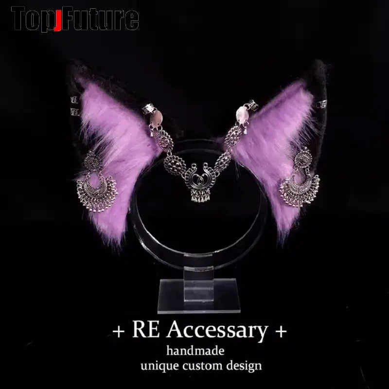 Harajuku Halloween Gothic Punk LolitaWomen Cosplay Animal Wolf Ears Headdress Plush Hairband Furry Lolita Headband Anime GOOD Vibrations