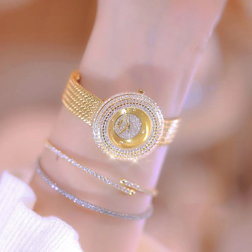 Fashion Luxury Watches For Woman New Vintage Golden Women's Wristwatches Ladies Dress Quartz Clock High Quality Relogio Feminino Good Vibrations