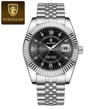 POEDAGAR Luxury Sport Wrist Watch For Man Waterproof Luminous Date Men Watch Quartz Stainless Steel Men's Watches Male Reloj+box Good Vibrations
