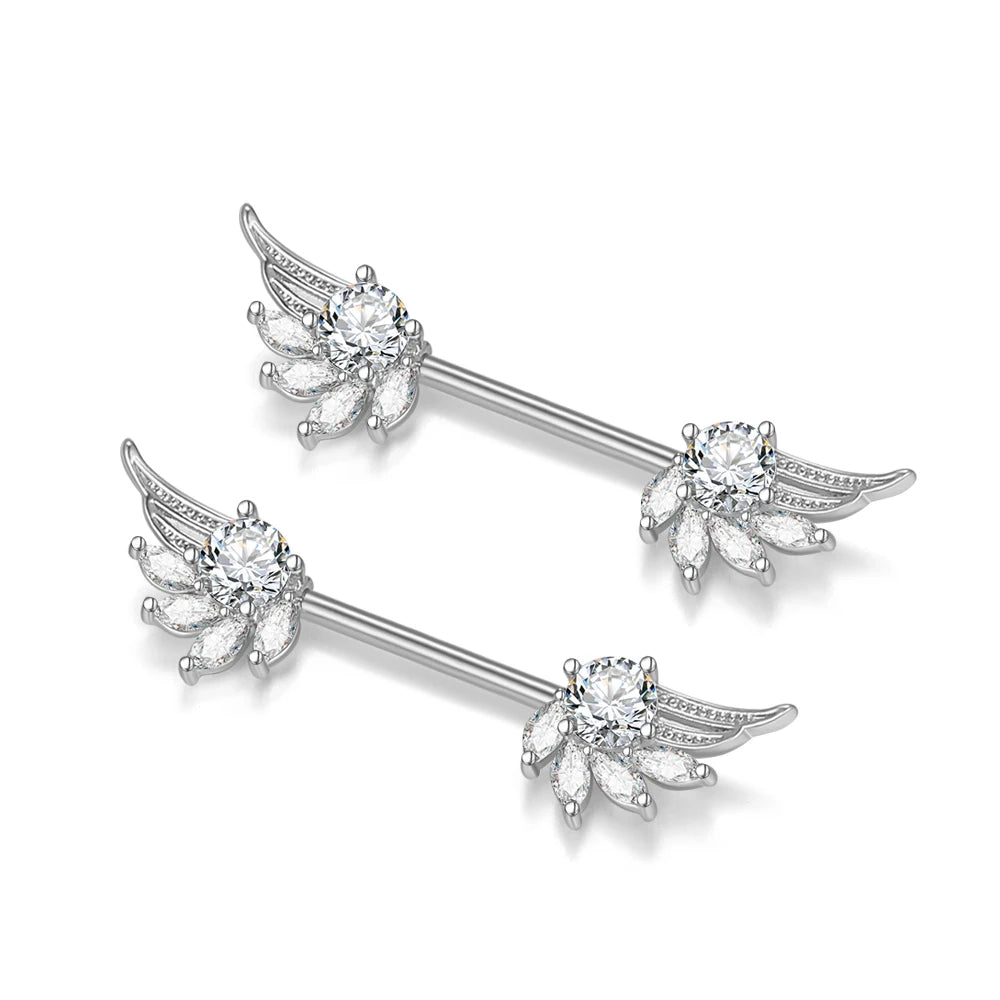 2pcs Both Sides Screwed Heart Nipple Ring for Women Girls 14G Stainless Blue Pink Zircon Sexy Nipple piercing nombril Nipple Bar Good Vibrations