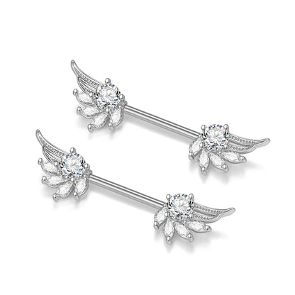 2pcs Both Sides Screwed Heart Nipple Ring for Women Girls 14G Stainless Blue Pink Zircon Sexy Nipple piercing nombril Nipple Bar Good Vibrations