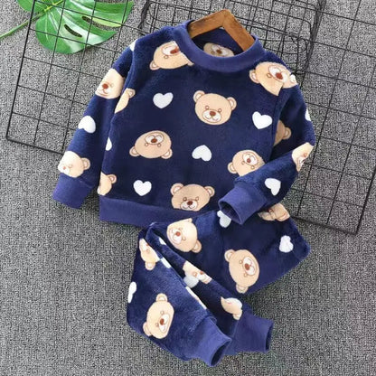 Baby Boys And Girls Clothing Set Tricken Fleece Children Hooded Outerwear Tops Pants 3PCS Outfits Kids Toddler Warm Costume Suit Good Vibrations
