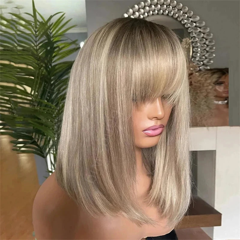 Brown Blonde Highlights Bob Lace Front Wigs Futura Synthetic High Heat Lace Front Wigs for Women Daily Cosplay Halloween costume Good Vibrations