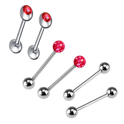 6Pcs Mixed Set 6mm Crystal 14G 1.6mm Steel Tongue Ring 16mm Bar Barbell Nipple Body Piercing Jewelry Good Vibrations Adult Super Store