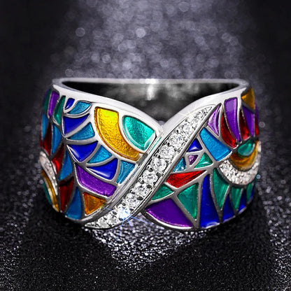 2026 Aesthetic Enamel Flower Finger Ring for Women Wedding Party New 2026  Silver Color Luxury Cubic Zirconia Jewelry Gift Good Vibrations