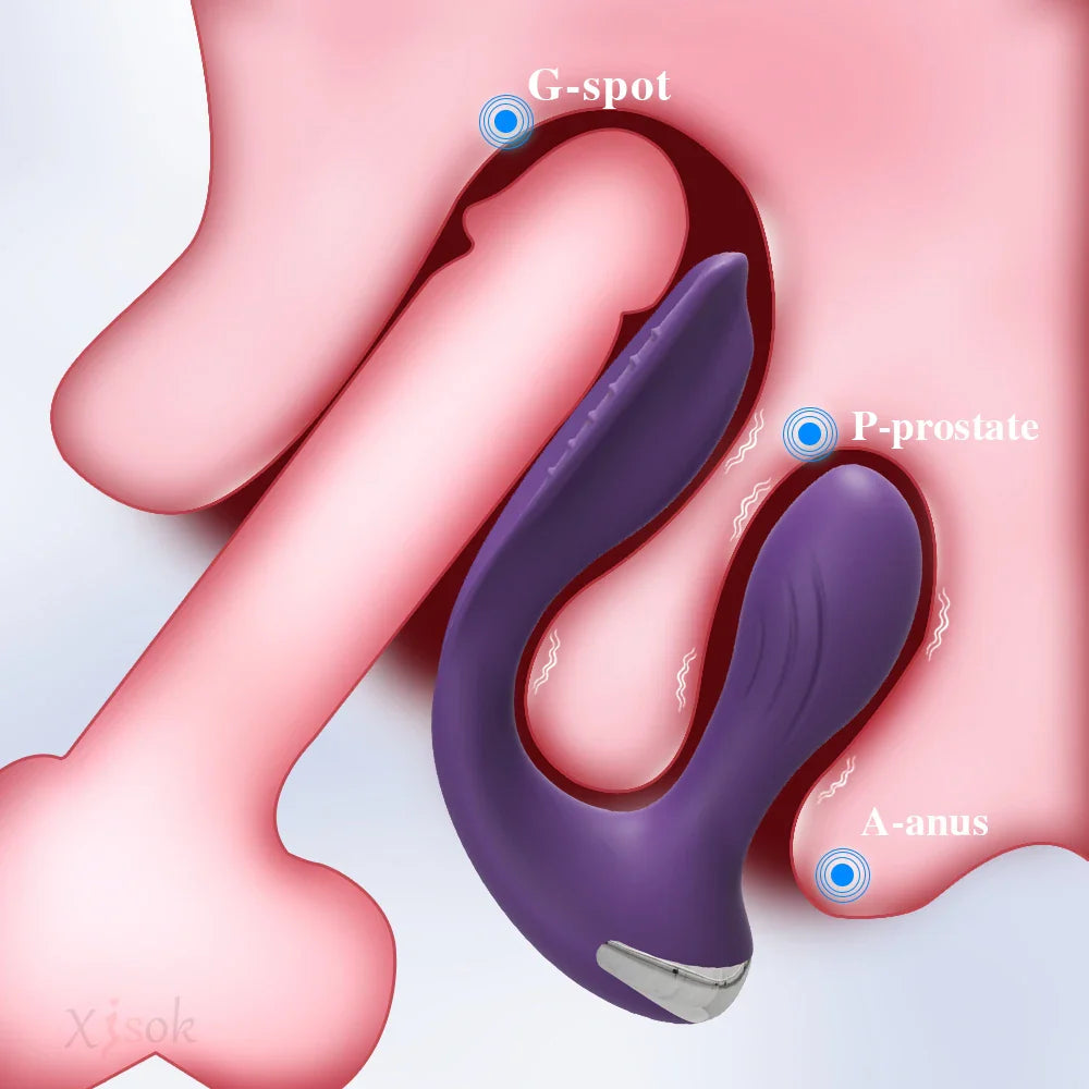 Women Dual Clit Stimulator Ended Vagina Anal Vibrator Female Masturbator Sex Toy