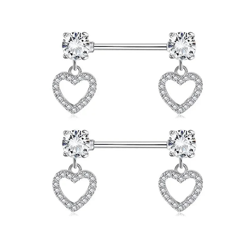 Pink Heart Nipple Piercing Barbell Set Shiny Crystal Nipple Rings Bulk For Women Flower Nippel Jewelry Pack Piercing Teton Lots Good Vibrations Adult Super Store