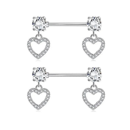 Pink Heart Nipple Piercing Barbell Set Shiny Crystal Nipple Rings Bulk For Women Flower Nippel Jewelry Pack Piercing Teton Lots Good Vibrations Adult Super Store