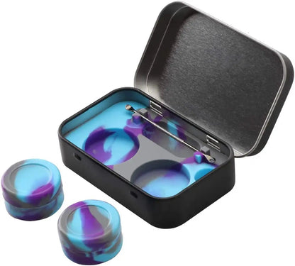 Portable Stainless Steel Tin Box 5ml Silicone Container Non-stick Storage Wax Carrying Case with Extra Stainless Steel Spoons Good Vibrations Adult Super Store