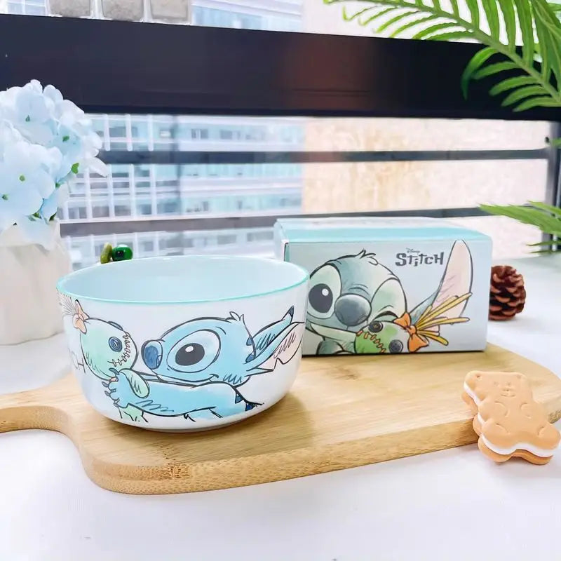 Stitch Salad Bowl Dinner Plates Household Ceramic Plate Cute Styling Rice Bowl Resistant Tableware Kid Water Cup Coffee Mug Gift Good Vibrations