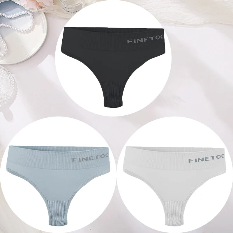 3PCS/Set Women's Panties Sexy Underwear FINETOO Large Size Thong Women Seamless Panties High Waist Girls Thongs M-2XL Good Vibrations