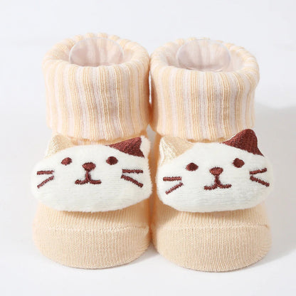 0-6 Months Socks for Newborns Baby Girls Boys Soft Cotton Socks Spring Autumn Cute Cartoon Animal Doll Infant Floor Sock Good Vibrations
