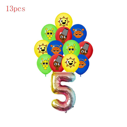 Incredibox sprunki Birthday Party Decorations Cake Topper Balloons Tablecloth Cups Plates Kids Birthday Party Supplies Good Vibrations