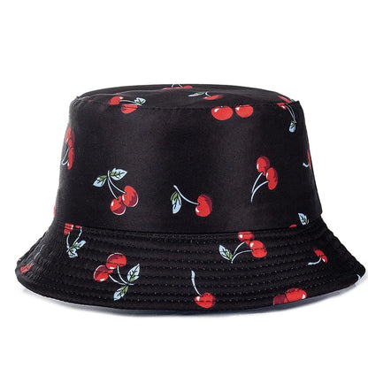Hot Sale Unisex Bucket Hats Summer Double-sided Wear Fruit Printing Women Cap Outdoor Sun Hat Men Classic Panama Bucket Hat Good Vibrations