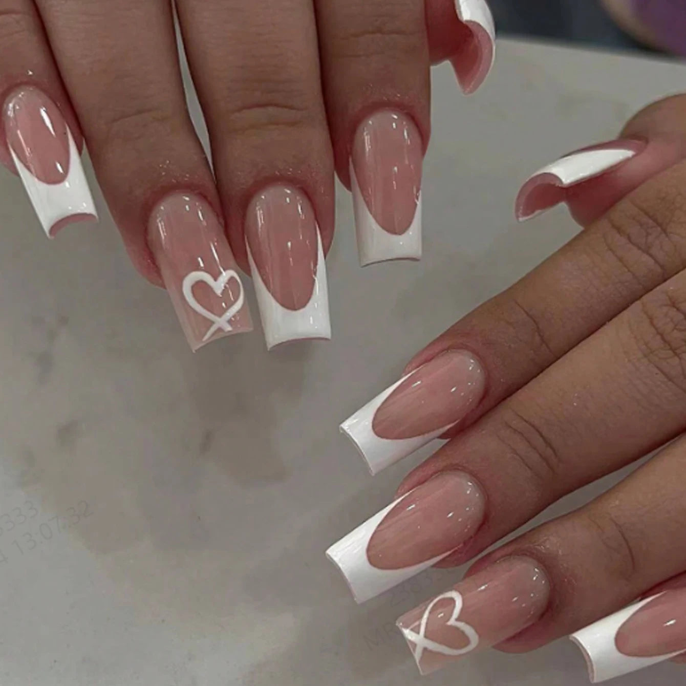 24pcs Press on Nails Short Almond Bowknot Black Press on Nails White Pearl Sweet French Tip Press on Nails Cute Nail Artificial Good Vibrations