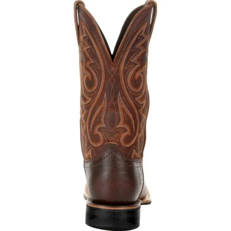 Mid-calf Western Boots Men Black Brown Cowboy Boots Handmade Leather Shoes for Men 2025 New Punk Man Women Unisex Riding Boots Good Vibrations