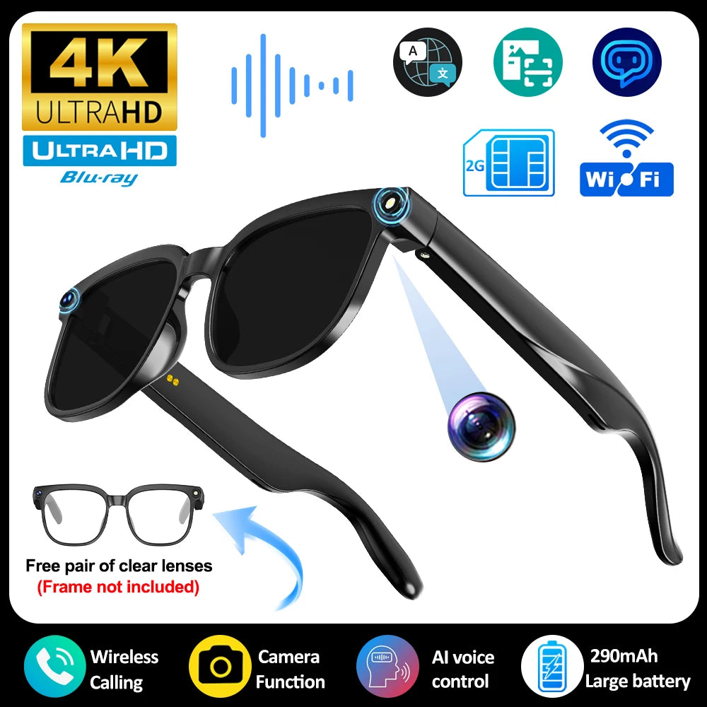 Men AI Smart Glasses 2026 New Color-Changing Translation Glasses 800W Camera Waterproof Call Photo Video Recording Sunglasses Good Vibrations
