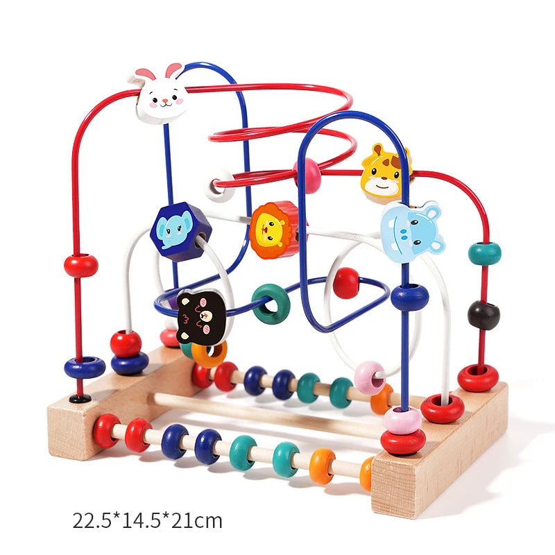 Wooden Toys Bead Maze Colorful Animals Fruits Shapes Educational Counting Learning Circle Toys Kids Classic Gifts for Toddlers Good Vibrations