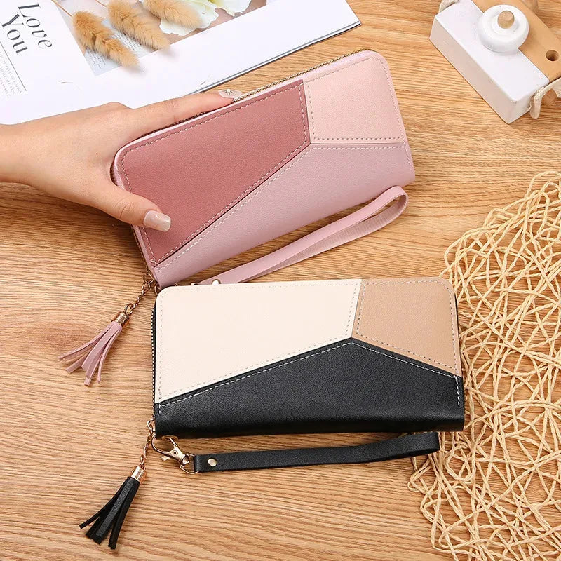 Fashion Women's Wallet Zipper Coin Purse Lady Short Clutch Purse Handbag Patchwork Leather Female Card Holder Wallet Phone Pouch Good Vibrations