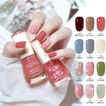 Nail Polish Without Baking Lamp White Fine Glitter Non-baking Non-peel Transparent Shiny Oil Base Coat Nude Nail Polish Good Vibrations
