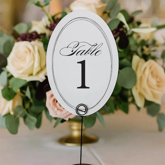 Oval Table Numbers-Double-sided Printing Event Wedding Table Number Assignment Formal Elegant Simple NUMERICAL Table Numbers Good Vibrations