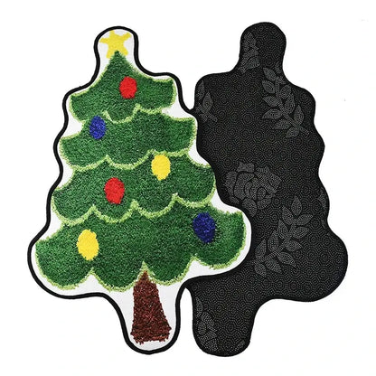 Christmas Tree Shape Floor Mat Anti Slip Entrance Door Bedroom Bath Toilet Mat Carpet 2025 New Year Gift Navidad Home Decoration Good Vibrations