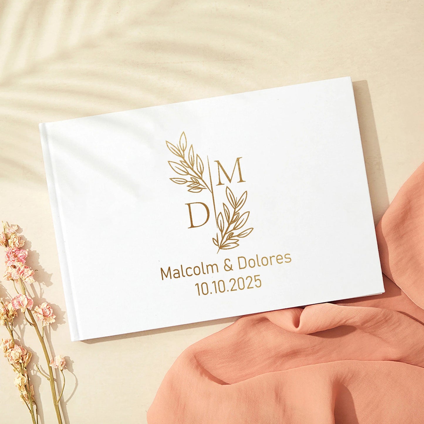 Personalized Guest Book for Wedding Noble Message Photo Album Simple Elegant Horizontal Wedding Reception Signing Book Good Vibrations